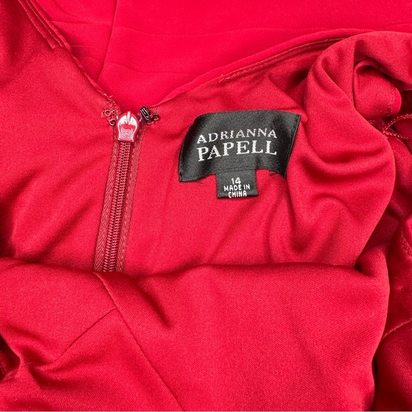 ADRIANNA PAPELL| Sleeveless Empire Waistline Tiered Dress | Red | Size: 14 - Picture 11 of 14